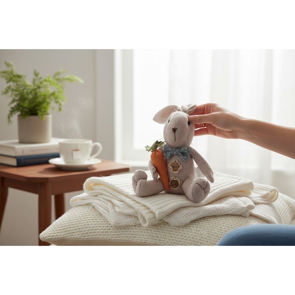 Hip + Hop Easter Bunny Plush Figurine OS Pink Brand New Bowtie Carrot Decor